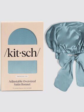 Kitsch Adjustable Oversized Satin Bonnet- Haze Blue